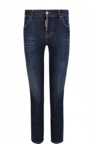 Укороченные джинсы прямого кроя с потертостями Dsquared2. Цвет: темно-синий