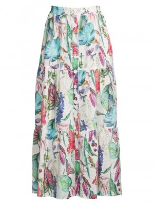 Курортная льняная юбка-миди Palm , разноцветный 120% Lino