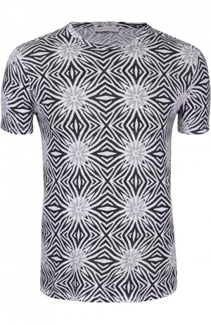 Льняная футболка с геометрическим принтом Daniele Fiesoli. Цвет: черно-белый