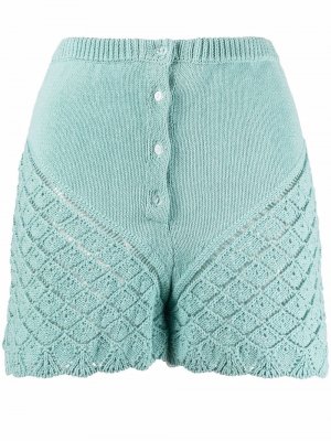 Perforated knitted shorts Seen Users. Цвет: зеленый