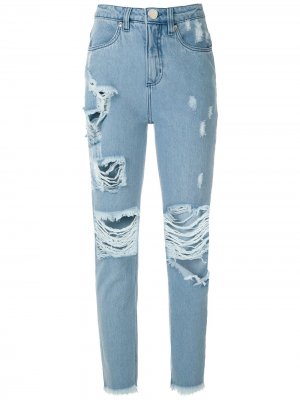 Укороченные джинсы с прорезями Olympiah. Цвет: синий
