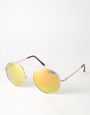 Круглые солнцезащитные очки с линзами в стиле ретро Black Phoenix. Цвет: золотой