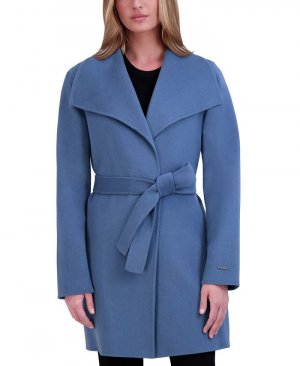 Женское двустороннее пальто с запахом из смесовой шерсти , синий Tahari
