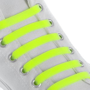 Набор шнурков для обуви, 6 шт, силиконовые, плоские, 13 мм, 9 см, цвет желтый неоновый ONLITOP