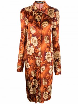 Платье с цветочным принтом Kwaidan Editions. Цвет: оранжевый