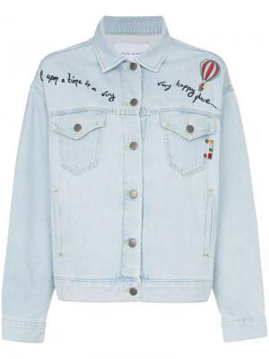 Джинсовая куртка с прозрачной панелью вышивкой на спине Mira Mikati. Цвет: синий