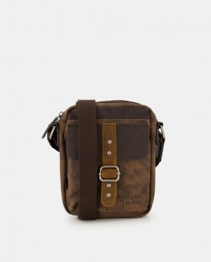 Коричневая сумка через плечо из вощеной парусины с двумя передними карманами, коричневый Stamp