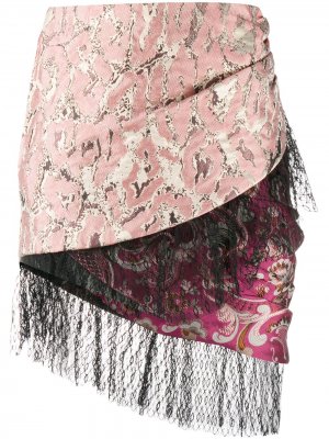 Ярусная юбка со сборками Christian Pellizzari. Цвет: розовый