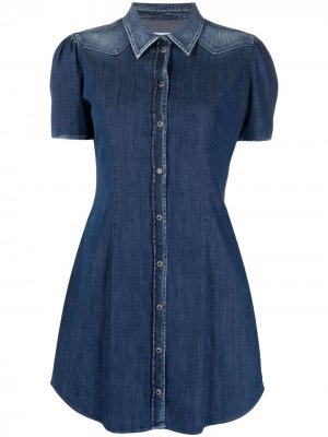 Джинсовое платье-рубашка с короткими рукавами Dondup. Цвет: синий