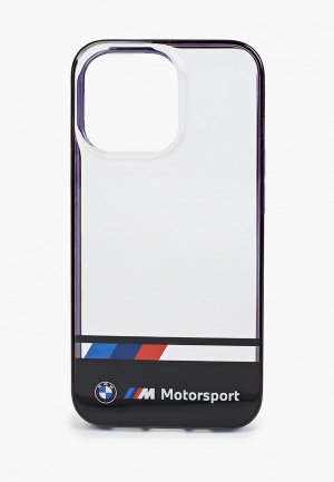 Чехол для iPhone BMW 13 Pro, Motorsport PC/TPU Tricolor Stripe Hard Transp/Black. Цвет: прозрачный