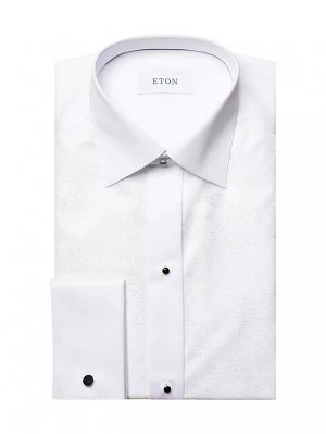 Деловая рубашка узкого кроя в полоску с блестками и нагрудником спереди , белый Eton