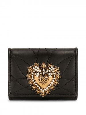 Стеганый клатч с логотипом Dolce & Gabbana. Цвет: черный