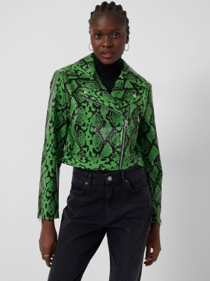 Укороченная веганская куртка Elisa Snake, островной зеленый/мульти French Connection