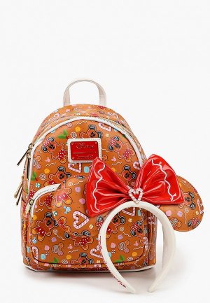 Рюкзак и ободок Loungefly Disney Ginger Bread AOP Mini Backpack Headband Set WDBKS0011. Цвет: коричневый