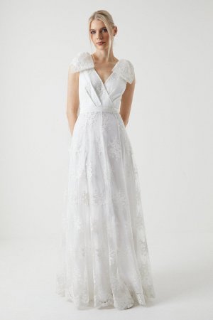 Свадебное платье с вышитым сетчатым бантом , белый Coast
