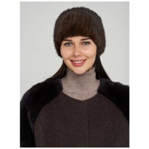 Женская повязка зимняя на голову из вязаной норки Любимая штучка, цвет черный One. Цвет: черный
