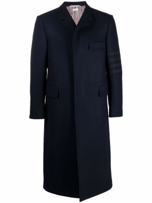 Однобортное пальто с полосками 4-Bar Thom Browne. Цвет: синий