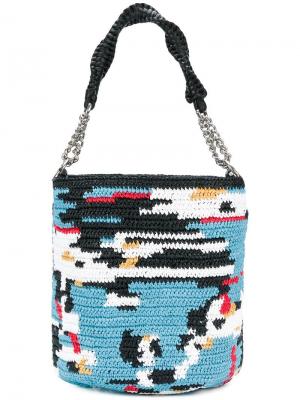 Плетеная сумка на плечо модели bucket Ermanno Scervino. Цвет: многоцветный