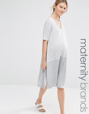 Цельнокройное платье для беременных Bluebelle Maternity. Цвет: серый