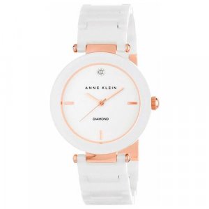 Наручные часы ANNE KLEIN Ceramic Diamond 1018RGWT, розовый, белый. Цвет: розовый/белый