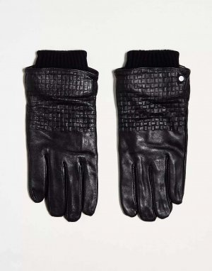 Черные кожаные перчатки River Island