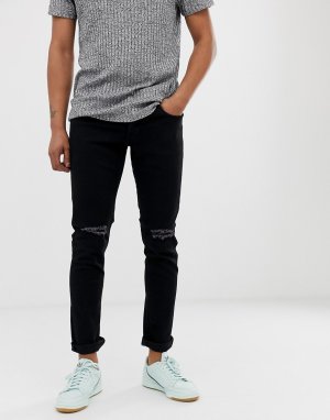 Черные джинсы скинни с рваной отделкой -Черный Produkt