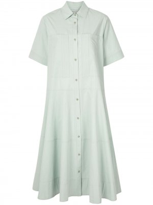 Расклешенное платье-рубашка длины миди Lee Mathews. Цвет: зеленый