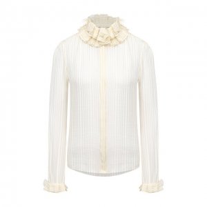 Шелковая блузка Saint Laurent. Цвет: белый