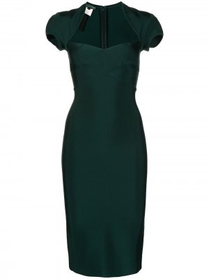 Платье с рукавами кап Herve L. Leroux. Цвет: зеленый