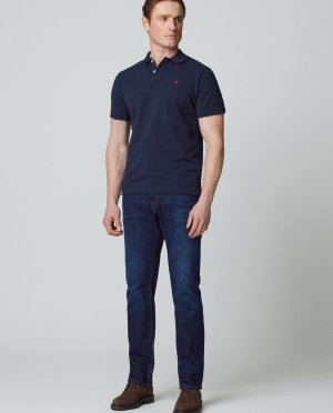 Узкие мужские джинсы с эффектом потертости темно-синего цвета , синий Hackett