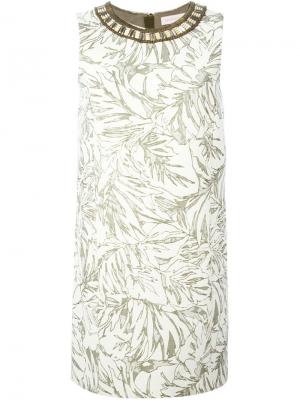 Жаккардовое платье с декорированным воротником Matthew Williamson. Цвет: зелёный