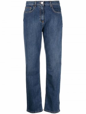 Укороченные джинсы бойфренды с завышенной талией Elisabetta Franchi. Цвет: синий