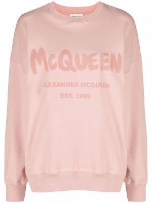 Толстовка с круглым вырезом и логотипом Alexander McQueen. Цвет: розовый