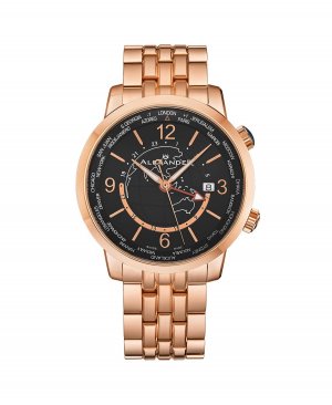Мужские часы Journeyman 2, розовое золото, нержавеющая сталь, черный циферблат, круглые 40 мм Alexander