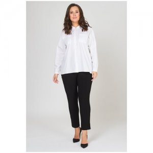 Блузка-рубашка женская белая классическая офисная с длинными рукавами plus size (большие размеры) OLS. Цвет: белый