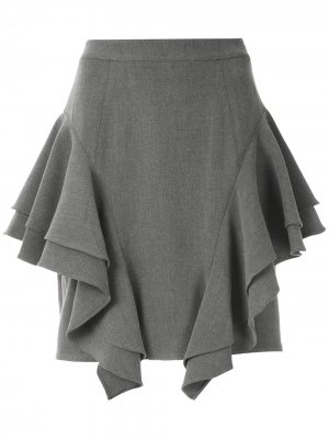 Многослойная юбка мини с оборками Olympiah. Цвет: серый