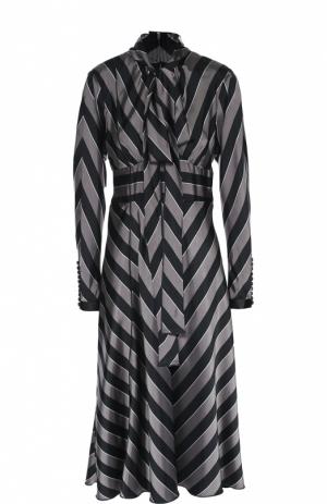 Приталенное платье с воротником аскот и длинным рукавом Marc Jacobs. Цвет: черный
