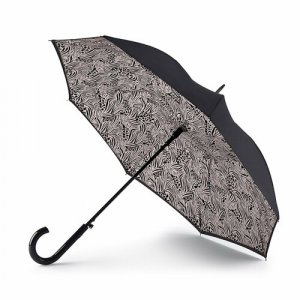 Зонт-трость, бежевый, черный FULTON. Цвет: черный/бежевый