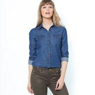 Рубашка из джинсы R essentiel. Цвет: темно-синий