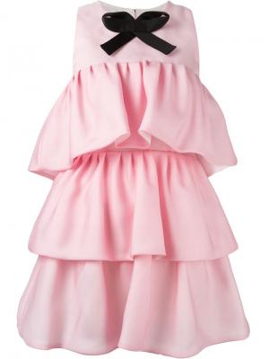 Короткое платье с оборками Daniele Carlotta. Цвет: розовый и фиолетовый