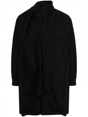 Длинная рубашка с шарфом Yohji Yamamoto. Цвет: черный