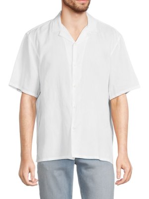 Рубашка с воротником Lyocell Tencel Camp , белый Club Monaco
