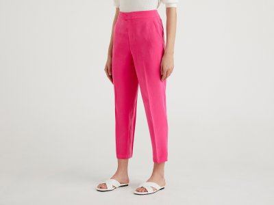 Прямые брюки Benetton. Цвет: розовый