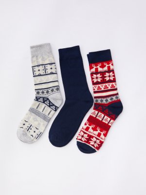 Набор новогодних носков (3 пары в комплекте) zolla. Цвет: синий