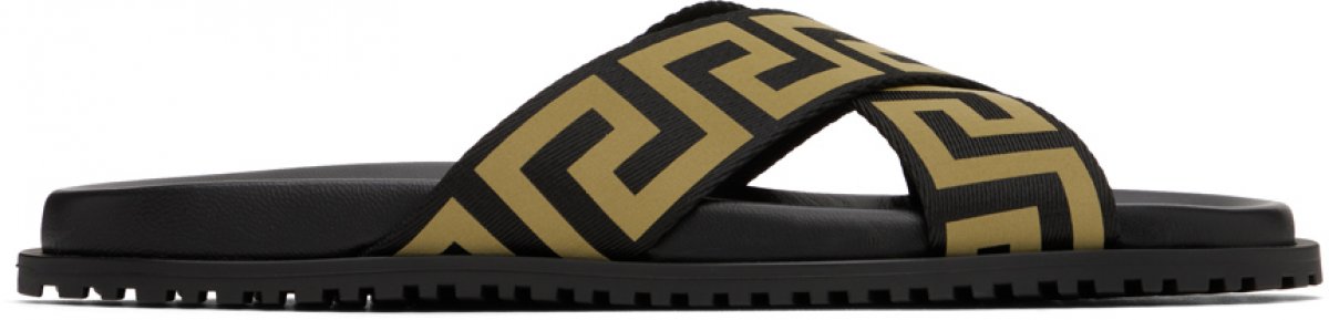 Черно-золотые сандалии Greca Versace