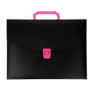 Папка портфель а4, 700 мкм, 1 отделение, calligrata, черный с розовыми элементами отделки Calligrata