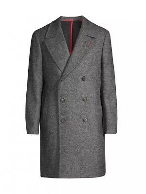 Шерстяное двубортное пальто Marshall , серый Isaia