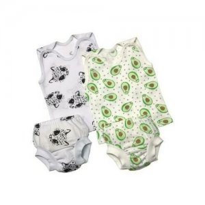 Комплект белья для малышей: майка на кнопочках и трусы памперсы, 2 штуки, размер 86 Золотой ключик. Цвет: зеленый/белый/черный