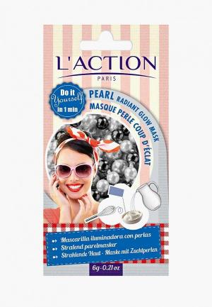 Маска для лица LAction L'Action лифтинг на основе жемчуга, Pearl radiant glow mask, 6 г. Цвет: белый