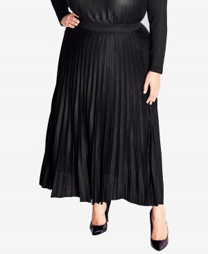 Трикотажная юбка со складками больших размеров , черный Avenue
